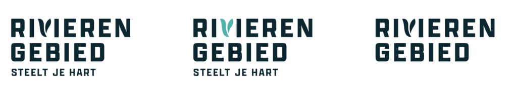 Verschillende toepassingen van het beeldmerk Rivierengebied